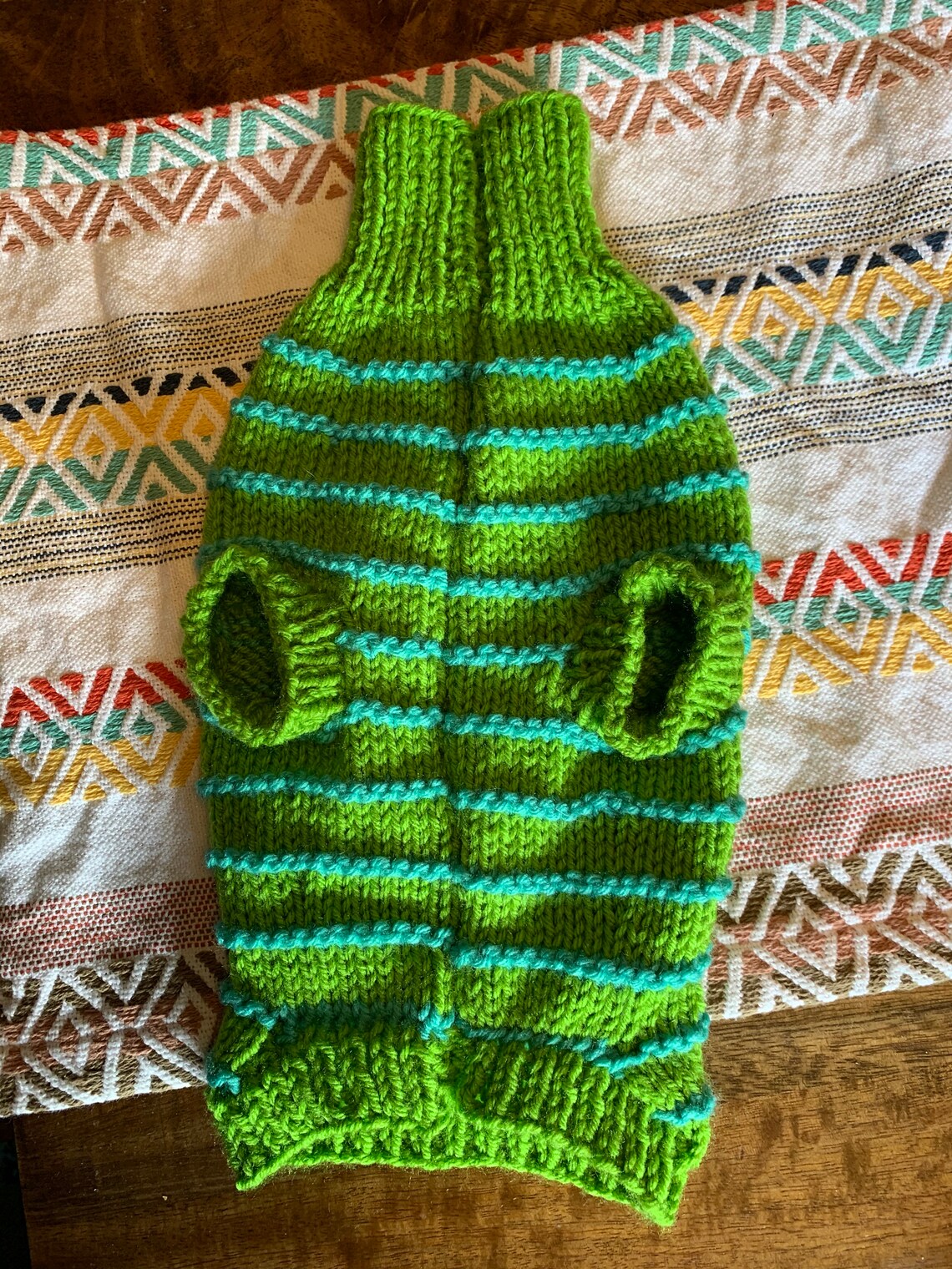 Knit Striped Dog Sweater Green & Blue Extra Small Etsy