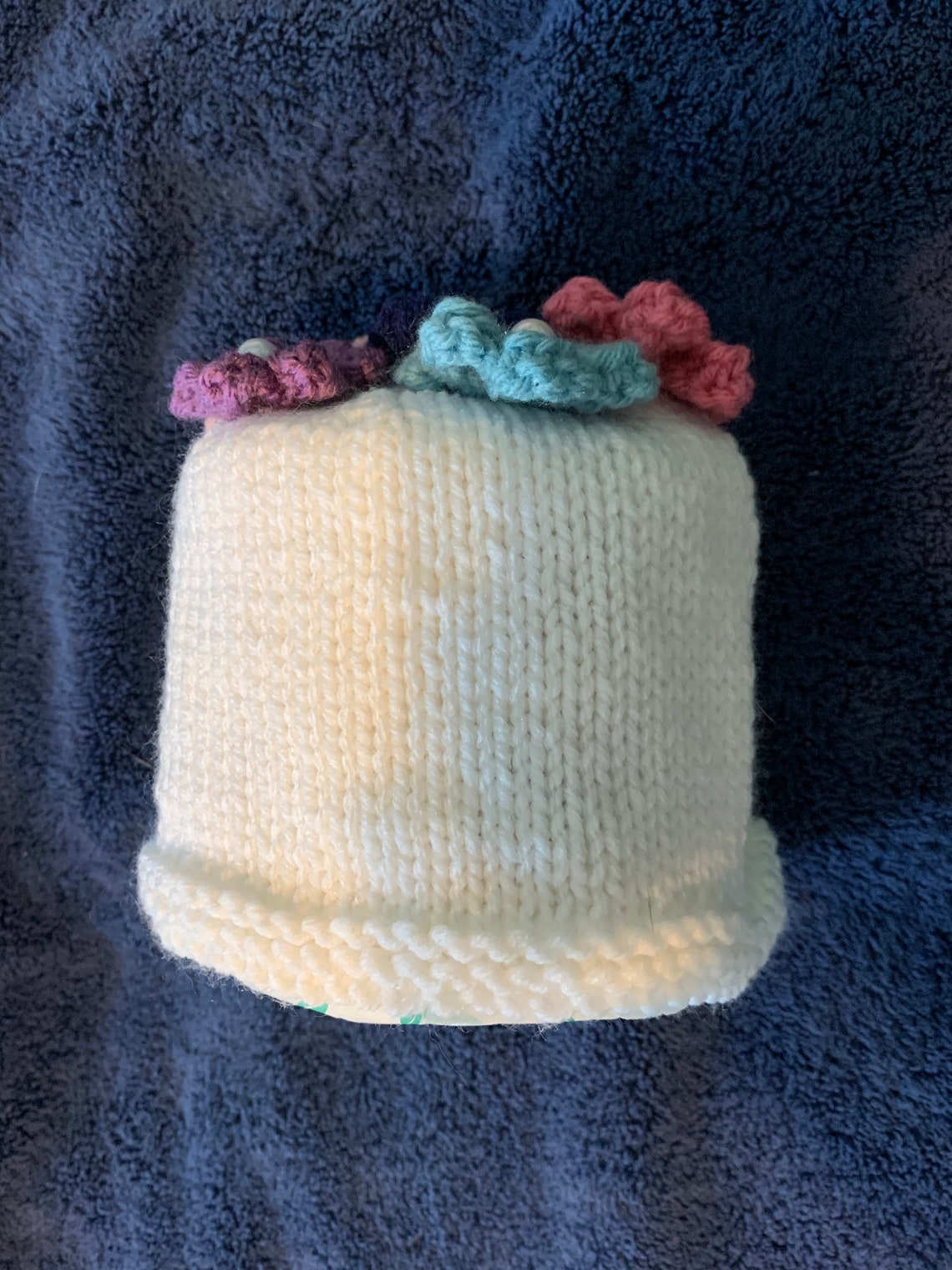 Knit Toilet Roll Cover Toilet Roll Cozy With Colorful Flowers Etsy