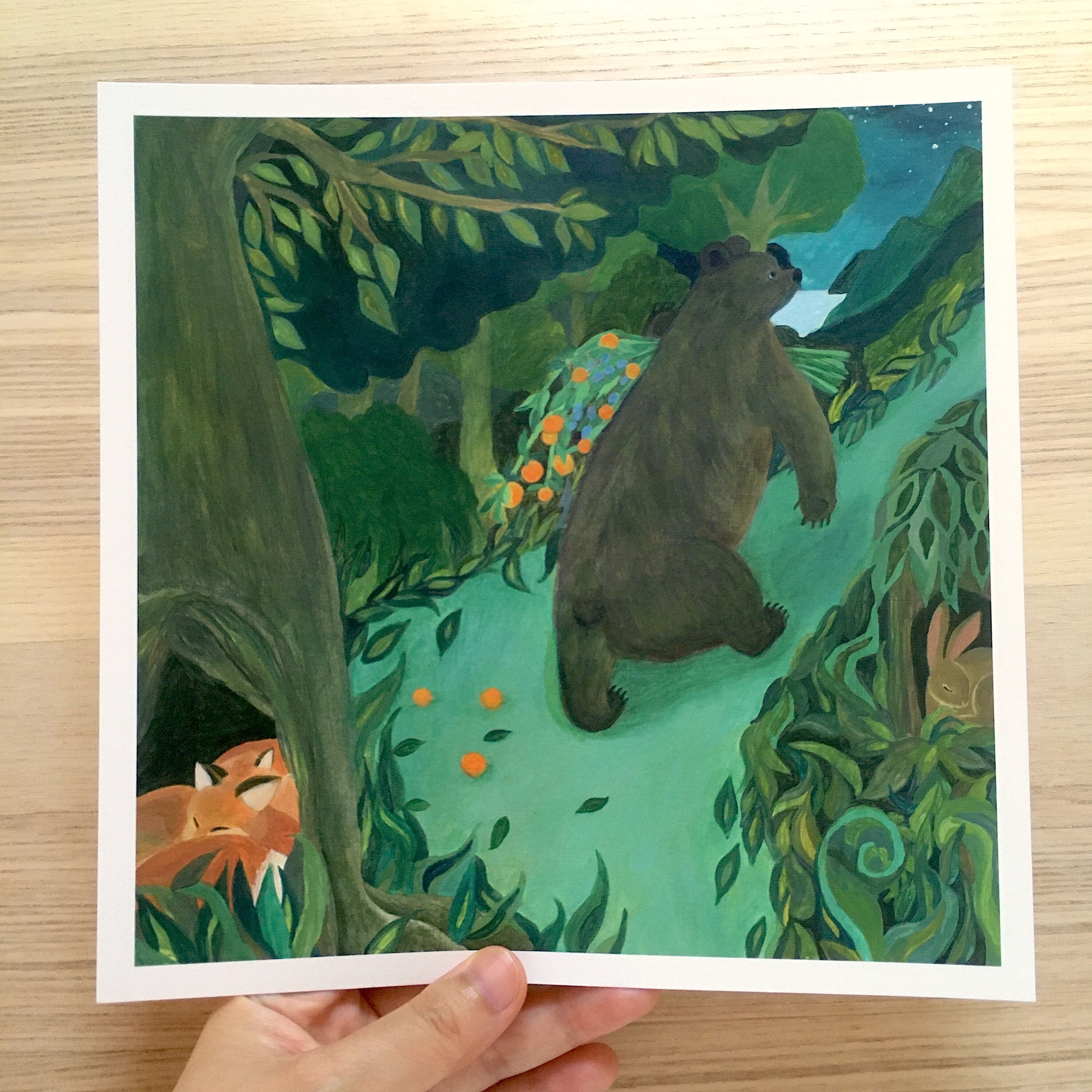Giclee art print titled 'Bear Heading Home' - bear painting, bear in the forest art