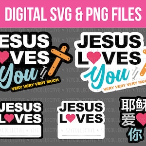 Jesus loves you PNG, christian stickers pack, laptop stickers christian, christian children stickers, christian svg bundle, Jesus loves you