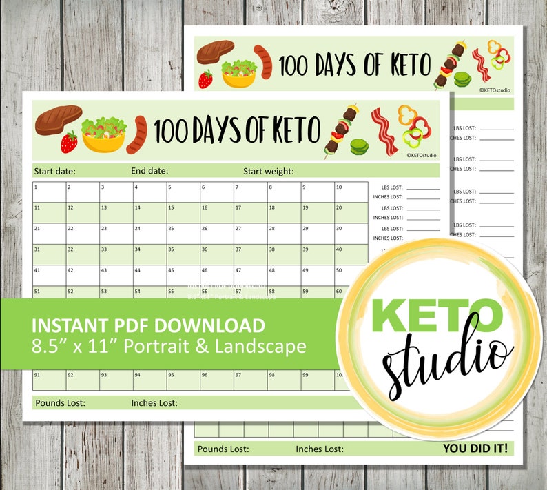 100 days of keto tracker etsy