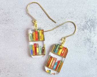Minimalist Rectangular Book Earrings, Gift for Readers, Gift for Her, Teacher Appreciation Gift, Book Lover Gift, Librarian Gift