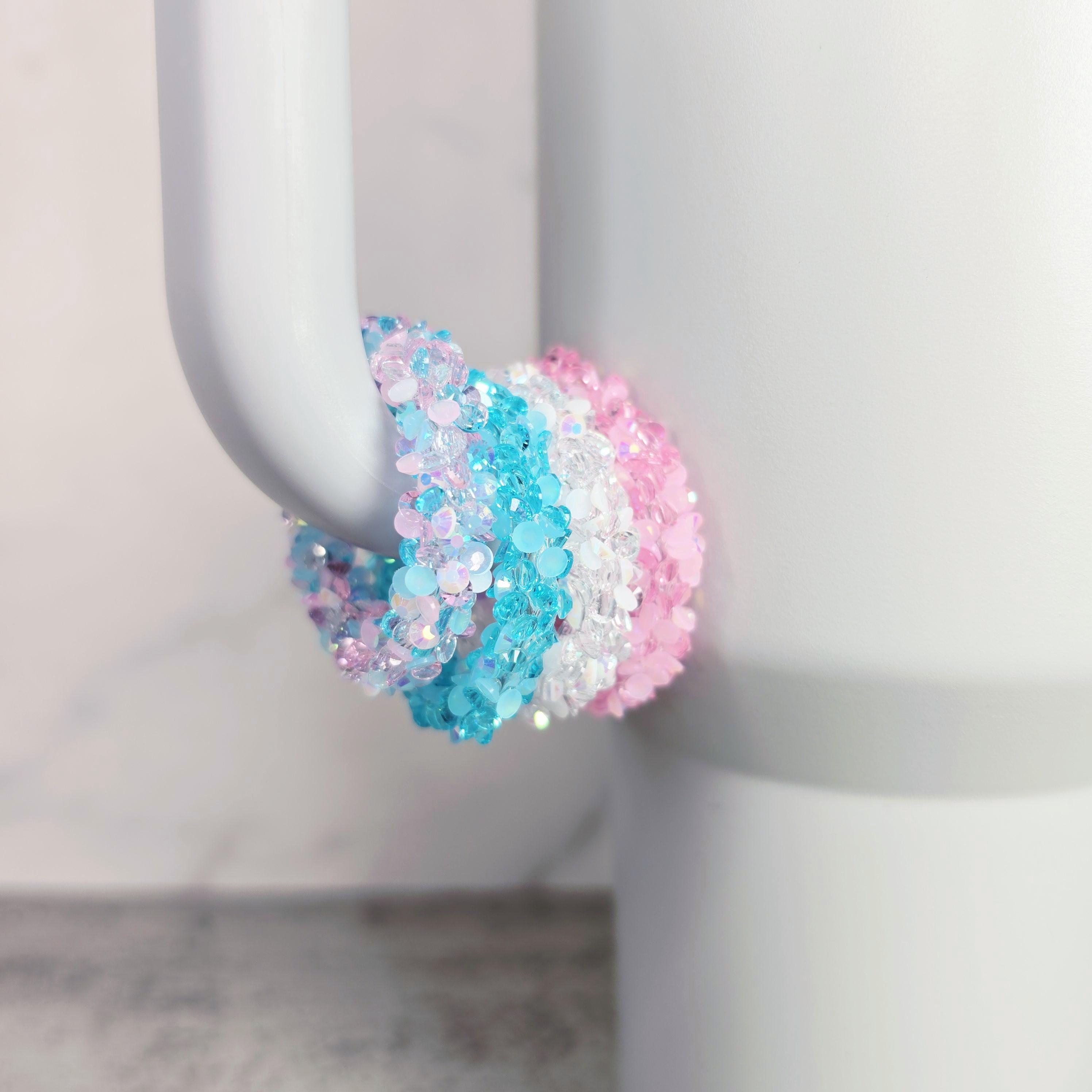Iced Cotton Candy Set of 4 Handle Stackers, Tumbler Handle Charms, Tumbler Accessories, Cup Charms, Gift for Wife, Daughter, or Friend