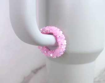 Chunky Light Pink Handle Stacker, Tumbler Handle Charms, Tumbler Accessories, Cup Charms, Gift for Wife, Daughter, Friend, or Coworker