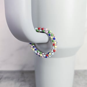 Rainbow Checkered Handle Stacker, Tumbler Handle Charms, Tumbler Accessories, Tumbler Cup Charms, Gift for Wife, Daughter, or Friend