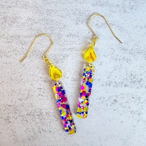 Glitter Birthday Candle Earrings, Unique Birthday Gift for Her, Birthday Gift for Birthday Girl, Birthday Statement Dangles