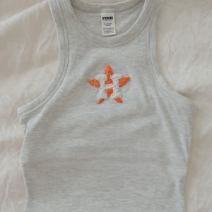 Astros Beaded Game Day  – Handmade Bead Embroidered Shirt – Personalized Top for Women – MLB Custom Game Day Tank Top