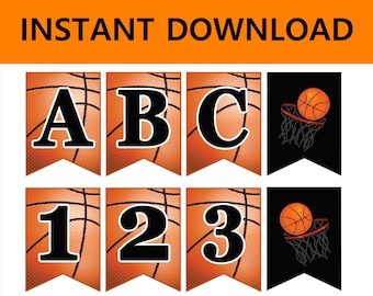 Basketball Theme Banner - Sports Banner - Birthday Banner - Birthday Party Banner - Sports Theme - Instant Download - DIY Printable Banner