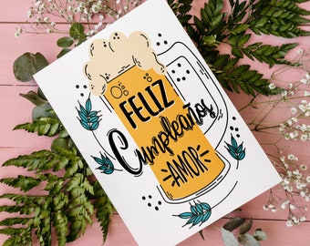 Feliz Cumpleaños Amor / Cumpleaños Novio / Cumple de Novia / Para mi esposo / Printable Card / Instant Download JPG / tarjeta en español