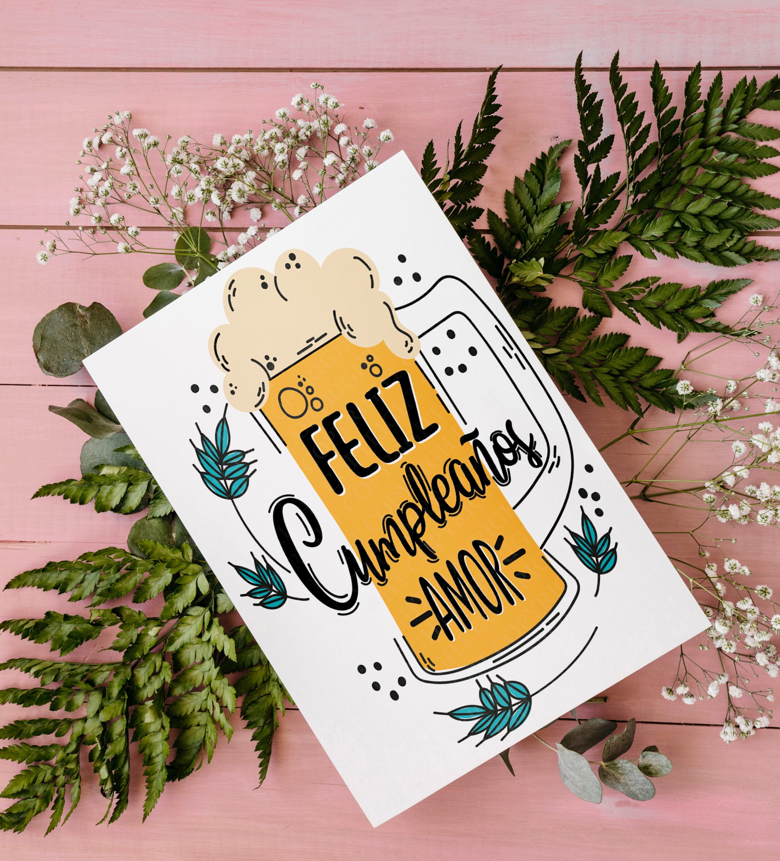 Feliz Cumpleaños Amor / Cumpleaños Novio / Cumple de Novia / Para mi esposo  / Printable Card / Instant Download JPG / tarjeta en español - Etsy België, image size:2720x3000