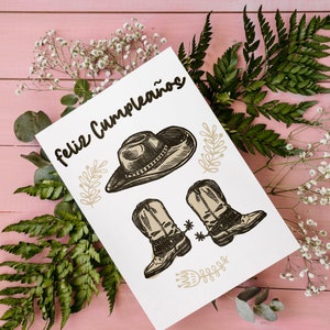 Feliz Cumpleaños / Cumpleaños vaquero / novio / Para papa / Para mi esposo / Printable Card / Instant Download JPG / tarjeta en español