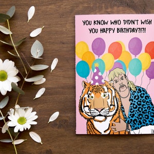Carte Joe exotique / Carte Tiger King / Carte imprimable drôle de joyeux anniversaire / Téléchargement instantané JPG / Modèle de carte