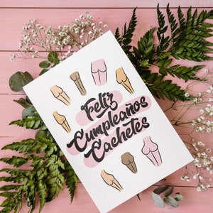 Feliz Cumpleanos Cachetes / Aniversario / Cumpleanos / para mi novia / novio / Printable Card / Instant Download JPG / tarjeta en español