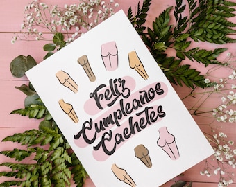 Feliz Cumpleanos Cachetes / Aniversario / Cumpleanos / para mi novia / novio / Printable Card / Instant Download JPG / tarjeta en español