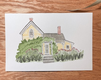 Custom Building Portrait, Personalized House Warming Gift, Watercolor House Painting, House Illustration, 5x7