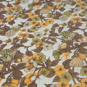 Printed Flannel Vintage Fabric - By the Yard - Gold, Brown and