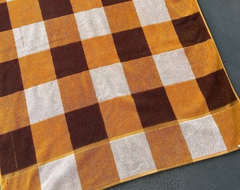 Vintage Cotton Beach Towel - Retro Cotton Reversible Graphic Towels - Brown Orange and White - 70's Groovy - Tara Brand