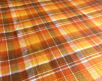 Vintage Pure Wool Blanket - Made In Australia - Mid Century Groovy Retro - Orange Brown Yellow 60's 70's Bedding