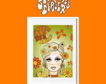 Twiggy in London 60s Mod Squad Black /& White Scrunchie