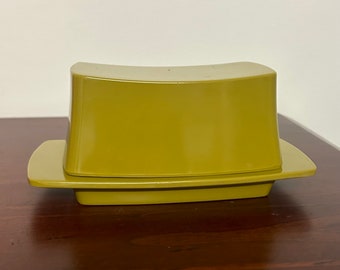 Retro Bessemer Melmac Melamine Plastic Green Butter Dish Tray - 60's 70's Vintage Plastics