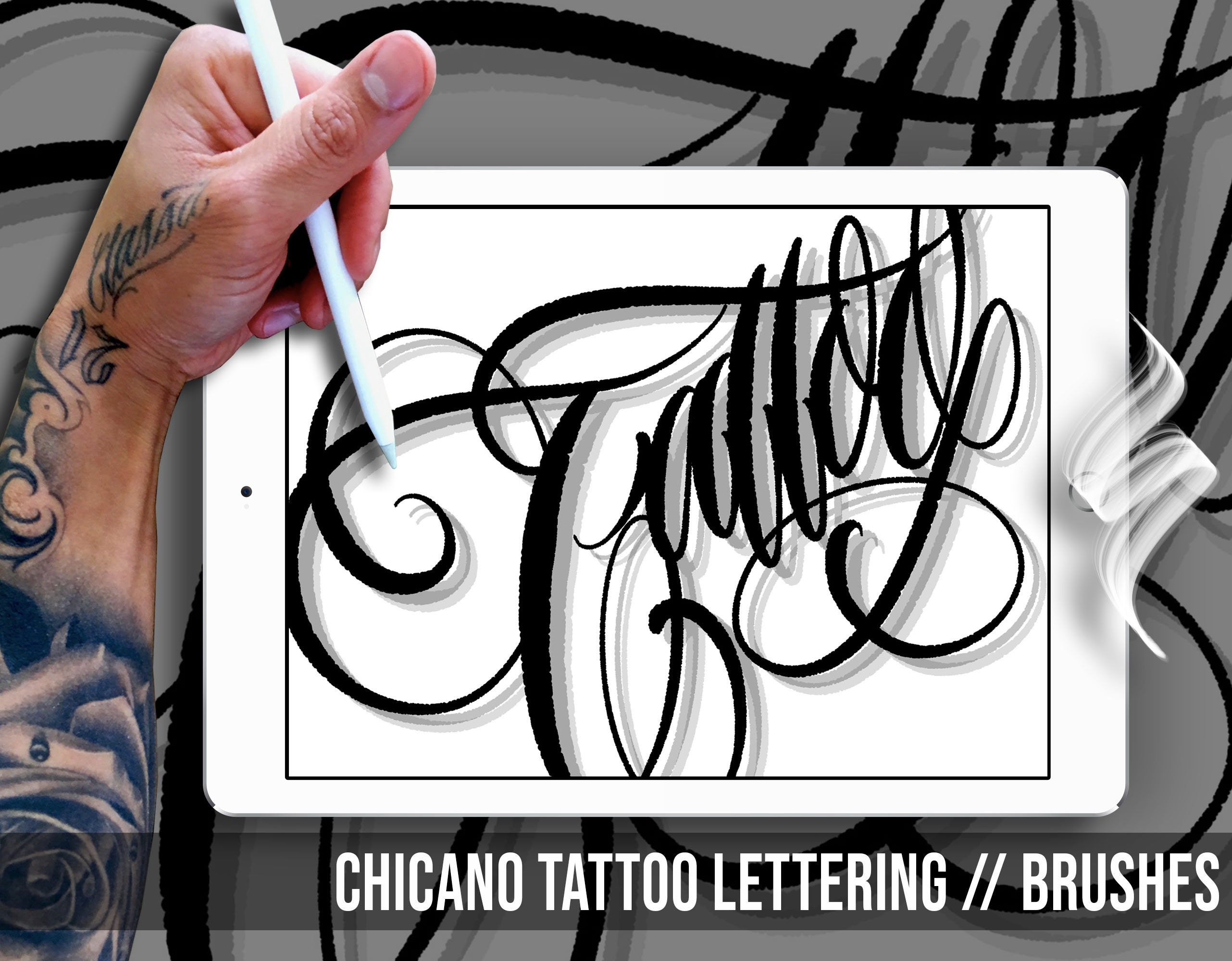 Chicano Lettering Tattoo Procreate Pack for iPad  iPad pro  TattooStamps