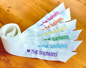 Personalized Embroidered Gift Tag Ribbons (set of 5 pieces of ribbon)