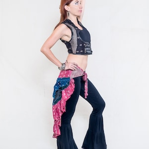 BELLA Tribal Choli Black/Silver underbust vest Burning Man Costume Belly Dance dance wear, steampunk, gothic, Tribal Fusion, victorian