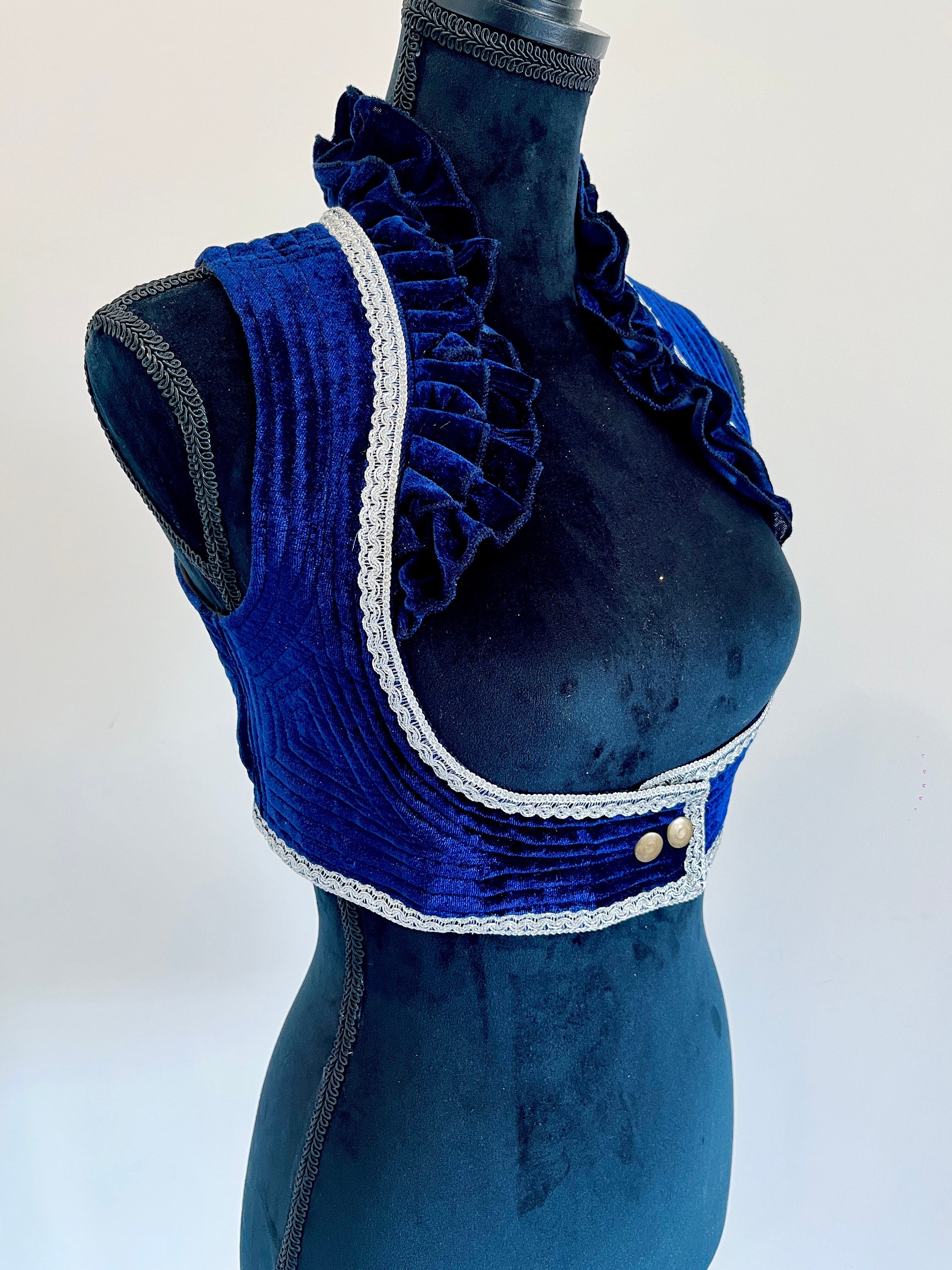 CIRQUE Burlesque Circus Vest DEEP BLUE underbust choli