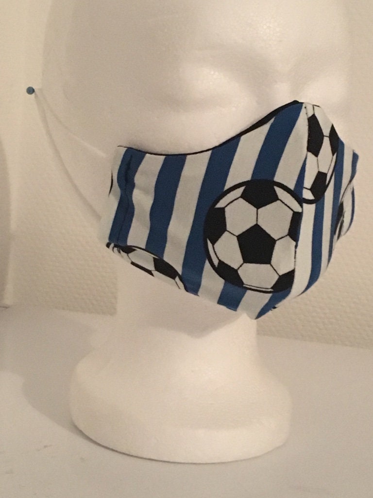 Mouth mask mouth-nose-protection football Soccer blue-white | Etsy