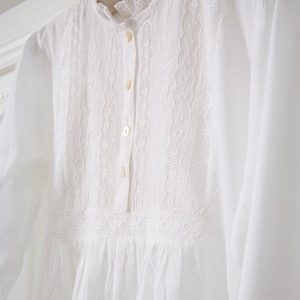 Long Sleeve Grandad Collar White Cotton Nightdress Two Sizes - Etsy UK