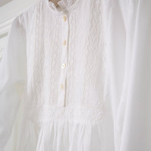 Cotton Nightdress: Long Sleeve Broderie Anglaise Vintage Nightgown