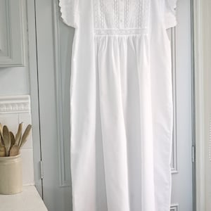 Victorian Style Cotton White Nightdress Cap Sleeve Spring Summer Nighty Nightwear Boho