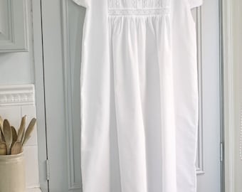 Victorian Style Cotton White Nightdress Cap Sleeve Spring Summer Nighty Nightwear Boho