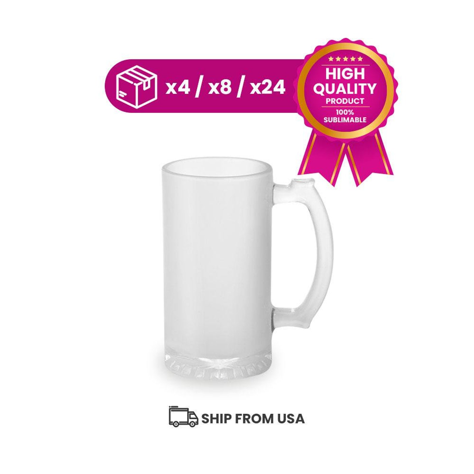 Frosted Beer Mugs for Sublimation 16 oz Add your Photo Text Etsy