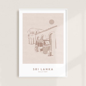 Arte murale dello Sri Lanka, Galle Fort Tuk Tuk, stampa artistica di viaggio