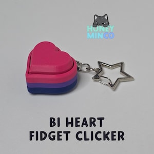 Bi Pride Heart Fidget Clicker Keychain