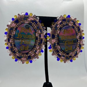 Pink and blue beaded earrings