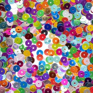 6mm Mix Flat Sequin Metallic Round Centre Hole Sequin Mixed Colour