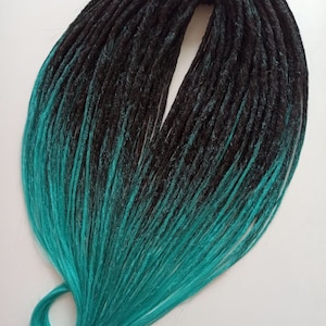 DE soft crochet dreads or SE dreads hand-made ombre black turquoise (green) fake hair extensions soft synthetic kanekalon