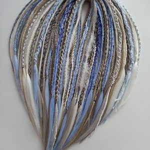 DE dreads crochet soft double ended dreadlocks blonde white blue scandinavian braids, beads, textured braids, ribbons and threads