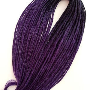 DE soft crochet dreads and braids hand-made ombre black purple,  fake hair extensions soft synthetic kanekalon