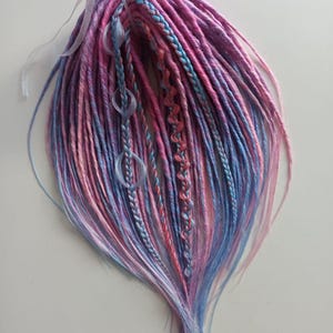 DE (double ended) smooth dreadlocks and braids mix pink, blue, lilac - wave fake hair extensions soft kanekalon