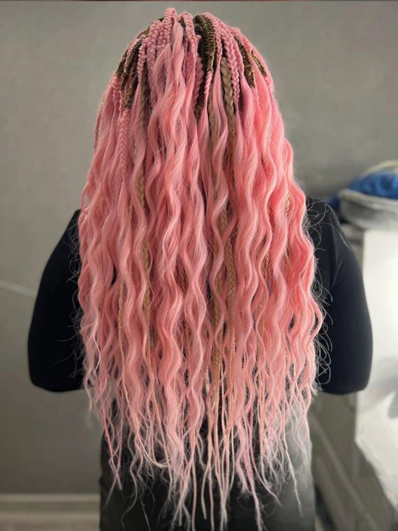 Light Pink Curly DE Braids: Synthetic Barbie Wave Hair Extensions