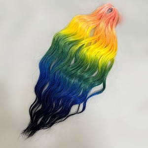 DE unicorn curly dreads crochet (double ended dreadlocks) ombre rainbow color. Barbie\surf\ Anna wave curly