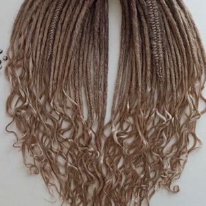 DE dreads crochet loose ends of double ended dreadlocks brown fake hair extensions soft synthetic kanekalon braids, beads