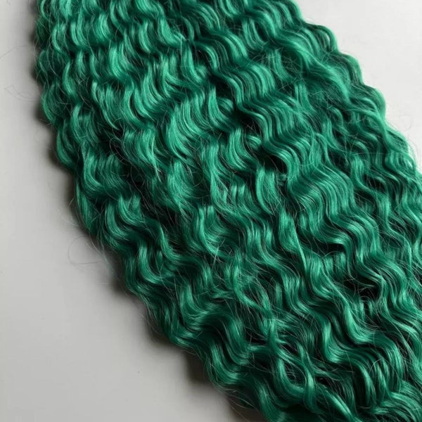 DE wave curly dreads crochet (double ended dreadlocks)  dark green e curly fake hair extensions soft kanekalon