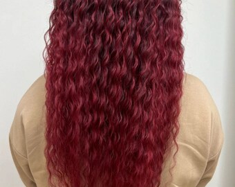 DE wave curly dreads crochet (double ended dreadlocks)  ombre dark chery \ red \ vine - curly fake hair extensions soft kanekalon