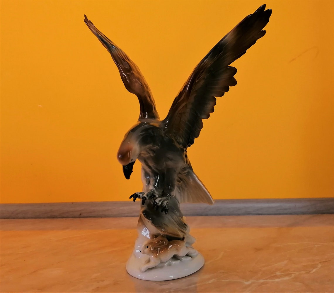 Large eagle figurine Vintage porcelain eagle figurine East Etsy