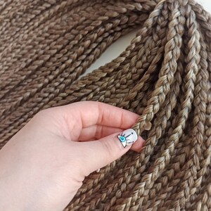 DE (double ended) braids, ombre gray brown and light blonde fake hair extensions soft synthetic kanekalon