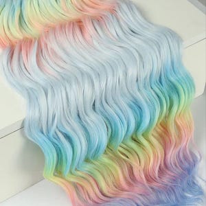 DE curly braids (double ended braids) light uniсorn \ rainbow. Barbie\surf\ Anna wave curly